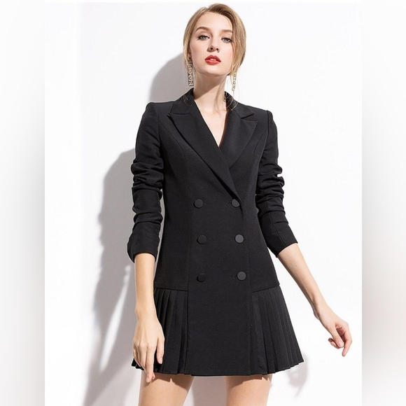 Zara Women's Double Breasted Feminine Blazer Dress Mini Casual Black Size Small. - Picture 2 of 12